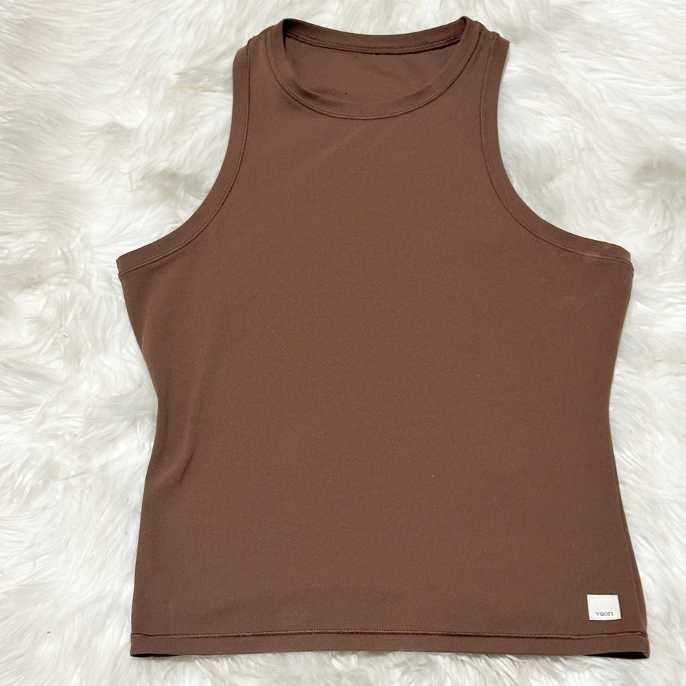 Vuori Womens AllTheFeels All The Feels Crew Tank XS Java Brown High Neck VW1249
